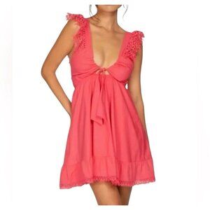 Revolve Peixoto Farrah Mini Dress NWT 100% Cotton Cherry Bomb Pink MSRP $178